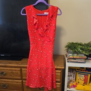LOFT Red Floral Mini Dress